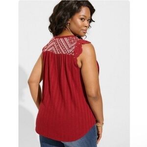 Torrid Knit Scoop Neck Ruffle Sleeve Swing Top New